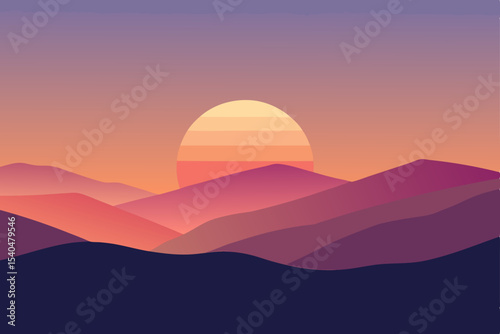 abstract sunrise over smooth hills with bold paste 