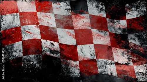 abstract racing flag design featuring bold grunge textures and high-speed motion elements for a competitive edge