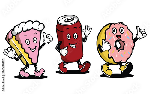 funny cartoon mascot design set