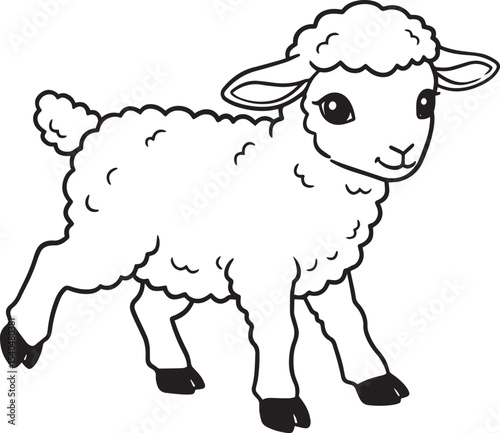 Adorable Cartoon Lamb Free Printable Coloring Page for Kids