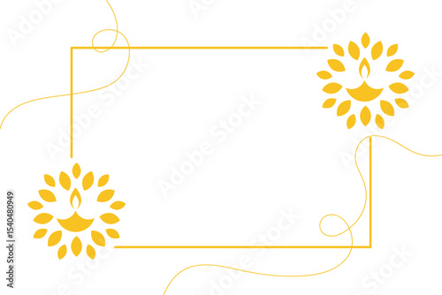 Diwali Diya frame with empty space on transparent background