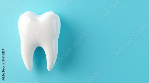 White Tooth on Blue: A single, gleaming white tooth set against a vibrant blue background. This image is perfect for dental health, hygiene, or oral care campaigns.