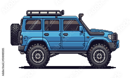 Rugged Blue Off-Road SUV Pixel Art