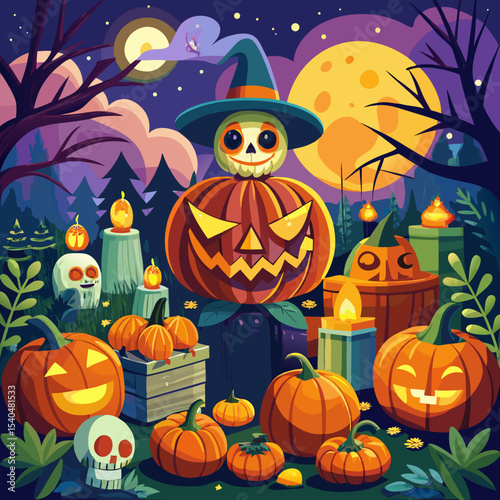 halloween background with pumpkins