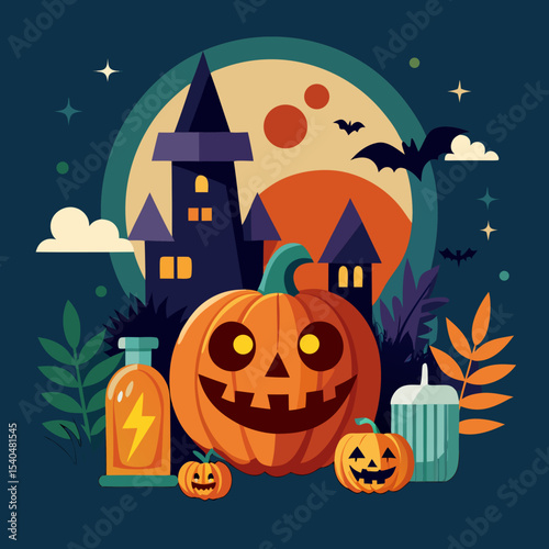 halloween pumpkin with bats