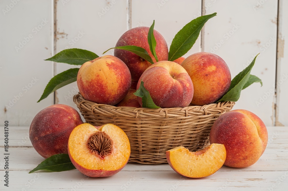 Healthy Harvest: Juicy Peaches, Whole and Sliced Healthy Harvest: Juicy Peaches, Whole and Sliced