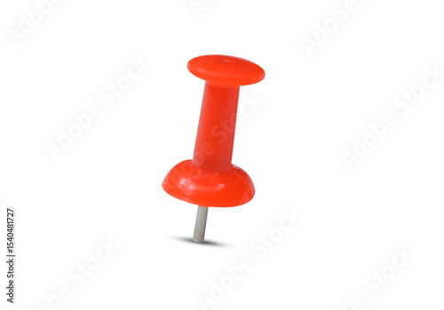 Close-up shot of a red push pin on a transparent surface