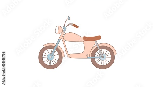 Pink Vintage Motorcycle Illustration.