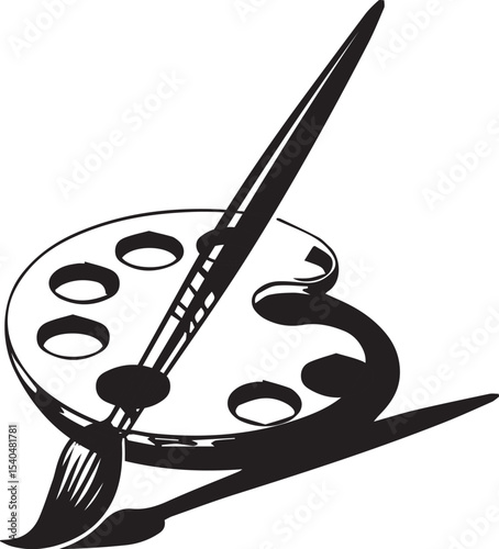 Black and white artistic palette with brush and smudges illustrating creative design