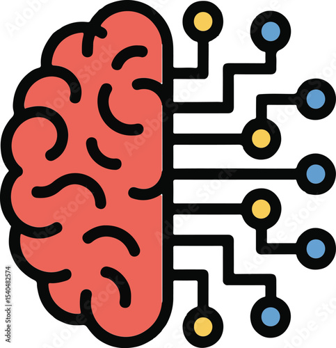 Artificial intelligence concept illustrated with a brain connected to a circuit board representation