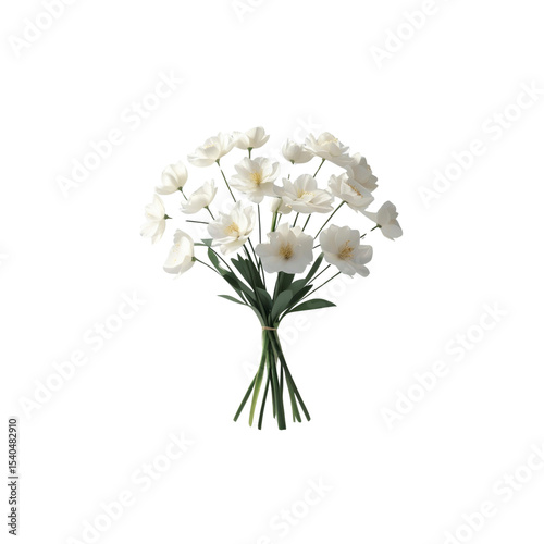 Elegant Bouquet of White Flowers on Transparent Background