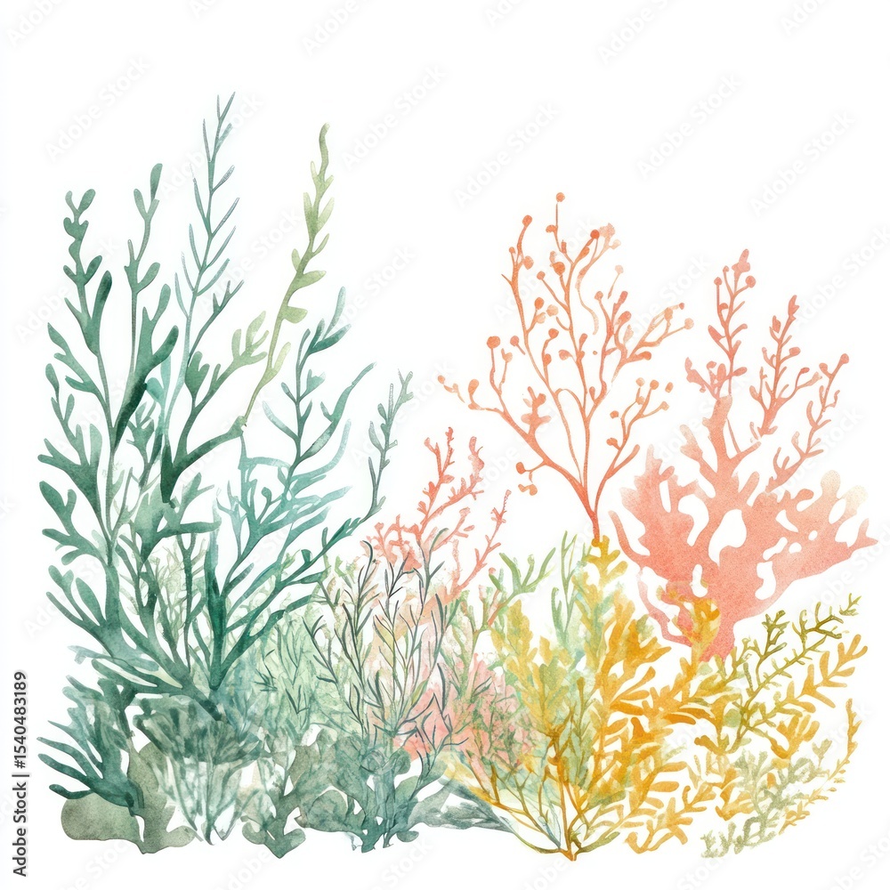 Naklejka premium Watercolor Sea Plants