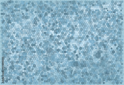 A multitude of round particles of different diameters in different shades of blue, mixed together abstractly