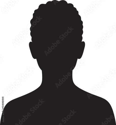 Silhouette of a Person with Short Curly Hair Anonymous Profile Placeholder