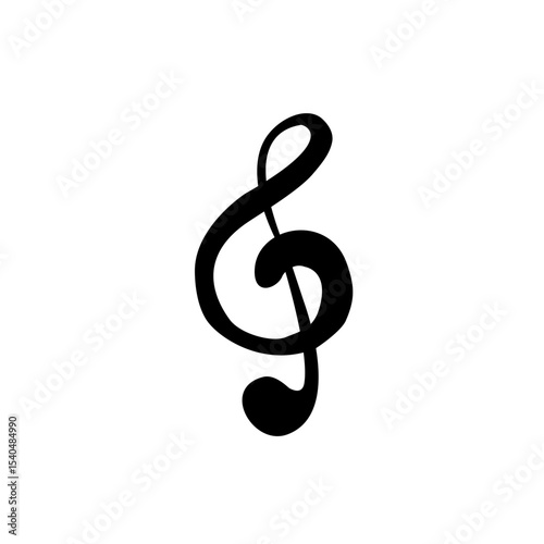 treble clef on white background. Treble Clef Music Symbol Solid Icon
