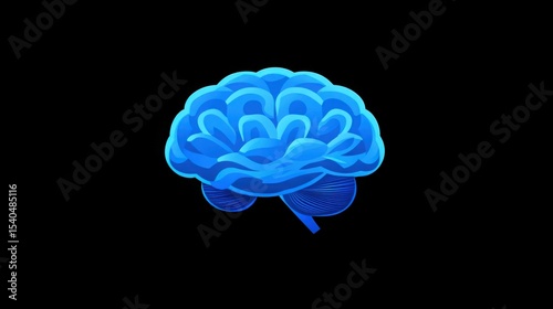 Blue Brain on Black: A mesmerizing view of a digital blue brain, symbolizing intelligence, intellect, and the intricacies of thought processes.