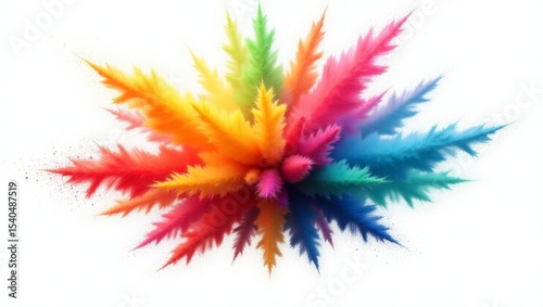 Abstract multi color powder explosion on white background