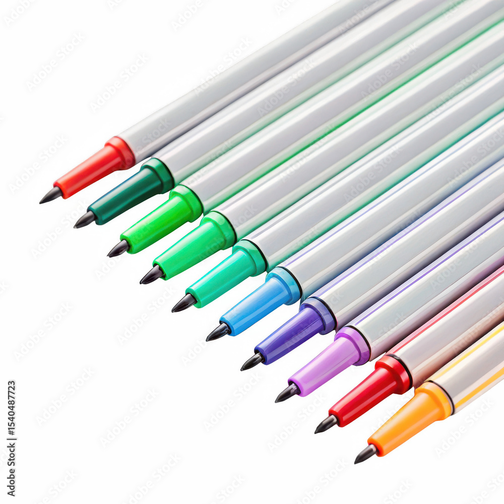Fototapeta premium Fineliners png precision ink pens png technical sketch pens png detail drawing pens png artist pen set png transparent background image