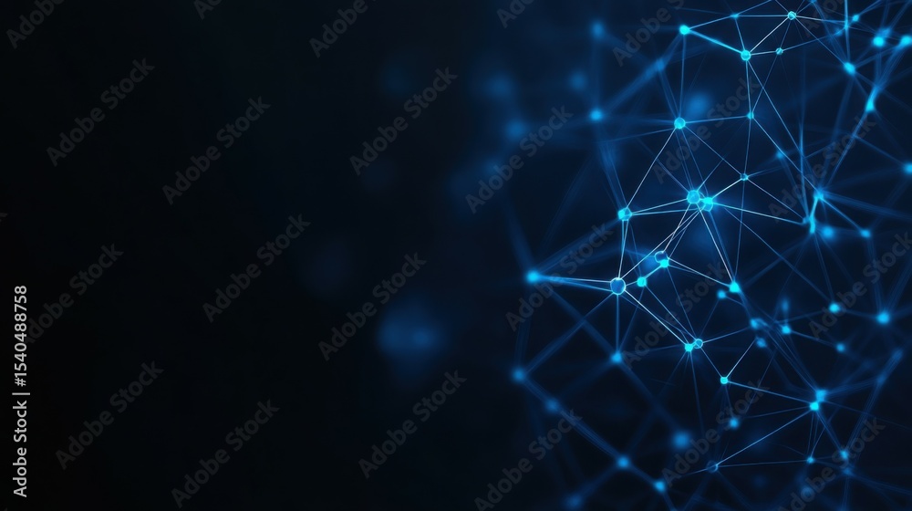 Fototapeta premium Abstract Network of Connectivity: Explore the intricate digital tapestry with this captivating visual, as interconnected nodes and lines form a modern network against a deep, evocative backdrop. 