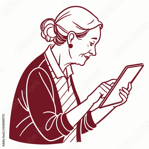 Elderly woman using tablet digital technology senior