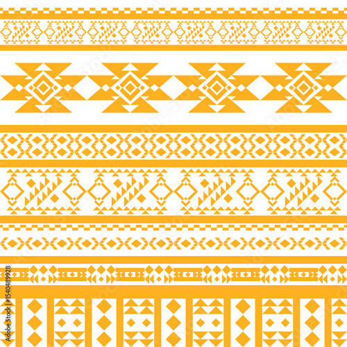 geometric pattern Yellow. Native American tribal fabric, design vector for woven textile printing, tile, Saree, carpet, Saree,cards, picture books, ethnic boho indian texture ornament seamless pattern