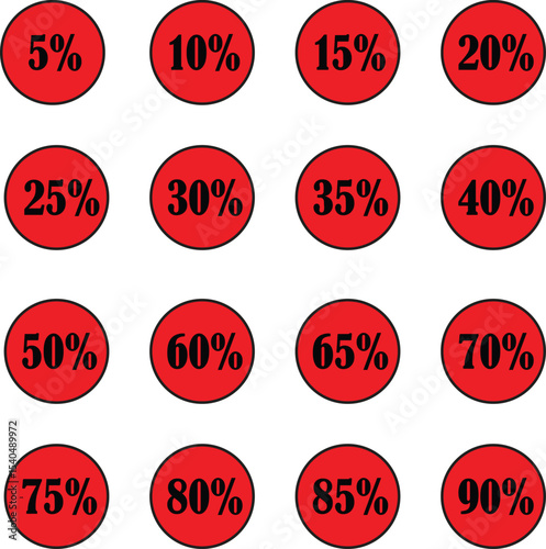 Sixteen discount icons set isolated on white background