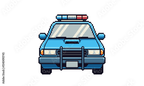Pixel Art Police Car Front View