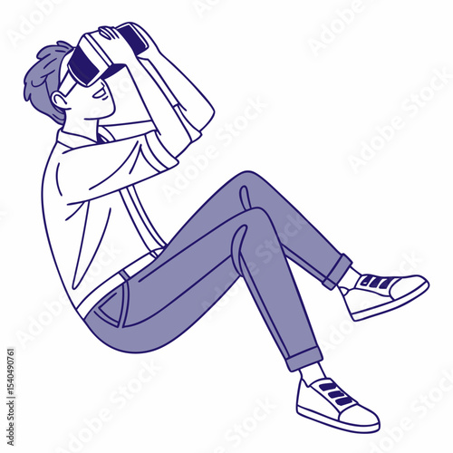 Man experiencing virtual reality immersive technology