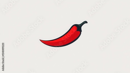 Red Chili Pepper: A vibrant, stylized illustration of a single red chili pepper, isolated against a light grey background. The pepper is depicted with smooth curves and bold, contrasting colors.