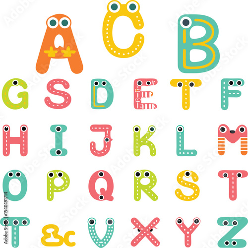 Playful Alphabet with Googly Eyes for Children s Education and Fun