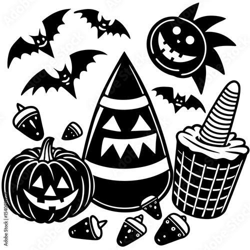 halloween icons set