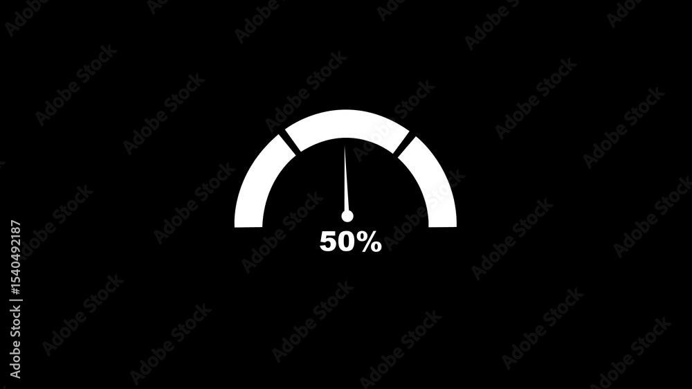 vector logo speedometer isolated on black background. level meter customer service. Abstract concept graphic element tachometer, timer animation from 0 to 100, motion graphic business tachometer.