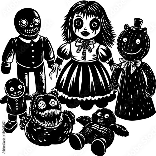set of funny cartoon monsters