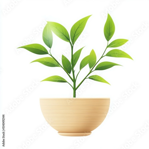 Fresh Green Sprout: A vibrant green sprout springs forth from a simple pot, embodying new life and growth with its delicate leaves reaching for the sunlight.