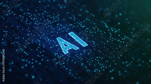 AI Technology: A modern AI technology is visually presented, displaying illuminated 