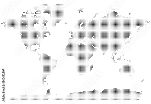 Dotted map of geography earth with smooth global flow representing world boundary with round shape