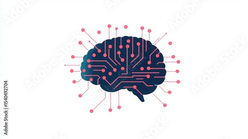 Brain circuitry in high definition: An intricately designed illustration of a human brain overlaid with a network of circuit patterns