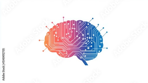 Digital Brain: This image encapsulates the innovative concept of artificial intelligence through an artful depiction of a human brain intertwined with digital circuitry.