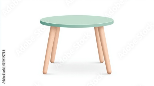 Minimalist Table: A simple yet stylish small table featuring a pastel-colored tabletop, supported by slender, light-wood legs, showcasing modern design.