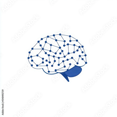 Brain Network: Depicting the intricacies of the human mind, an artistic illustration portrays a network of interconnected nodes, symbolizing cognitive processes and the power of thought.