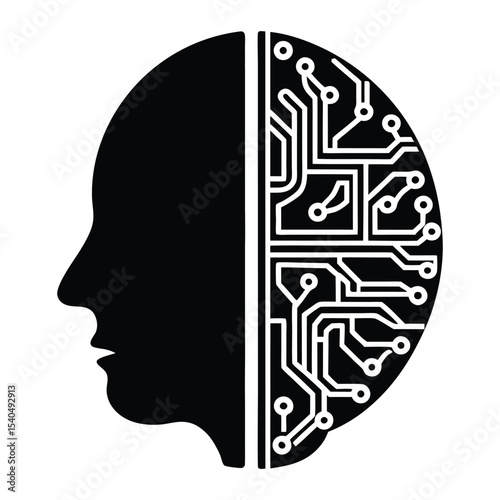 silhouette of a head with a brain