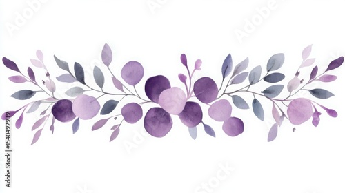 Floral Serenity: Watercolor rendering of delicate purple and gray foliage, evoking a sense of peace, perfect for any project requiring a touch of elegance.