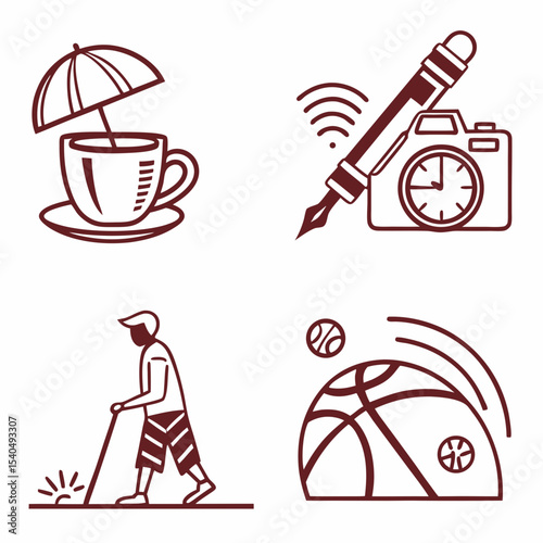 Summer coffee break, writing, time, and sports