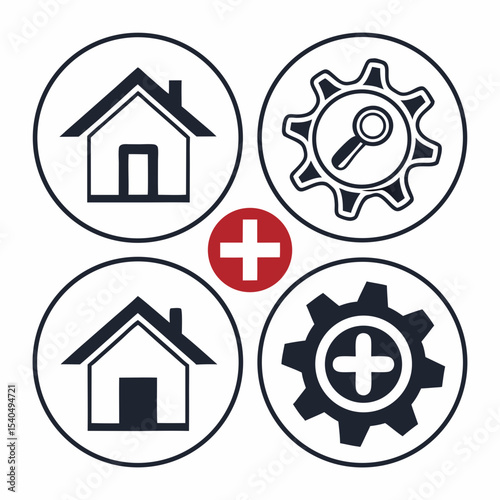 Home improvement services plus sign gear icons