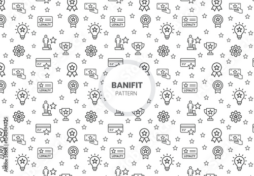 Vector set of design templates and elements for Employee Benefits in trendy linear style - Seamless patterns with linear icons related to Employee Benefits - Vector
