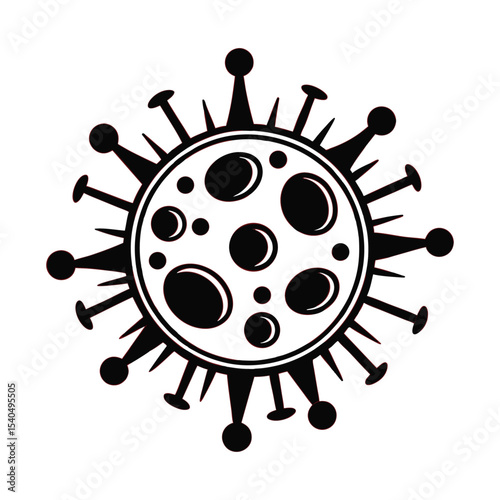 a black and white illustration of a virus vector.