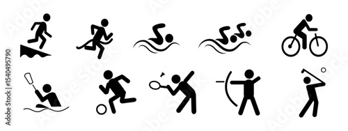 Spots Icon vector Illustration. triathlon flat design. cyclic sport symbols.
