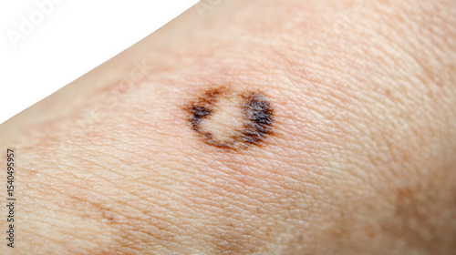 Examining pigmentation changes in birthmarks reveals variations in melanocyte activity, providing insights into skin biology and health indicators on a transparent background