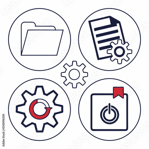 System administration workflow process icons gears