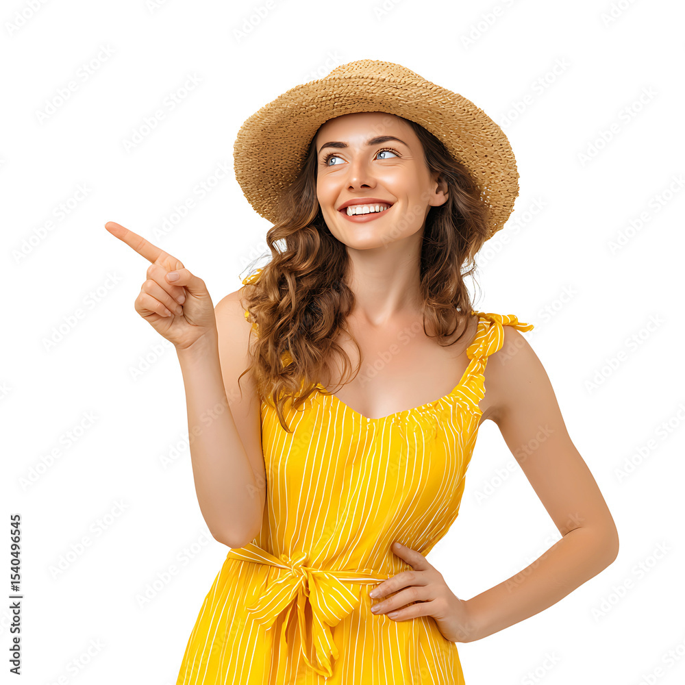 custom made wallpaper toronto digitalA woman pointing towards something while wearing a straw hat and yellow dress